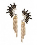 Mina Gold Jeweled Fringe Ear Crawler Art Deco Gatsby Cascading Chain 3. ...