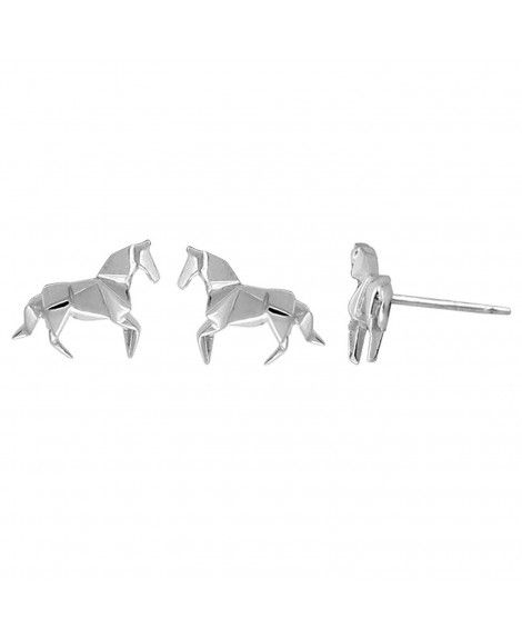 Boma Sterling Silver Origami Horse Stud Earrings Jewelry