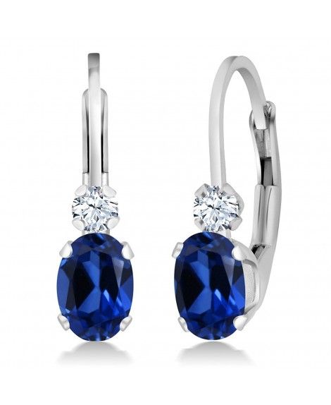 1.44 Ct Blue and White Created Sapphire White 925 Sterling Silver ...