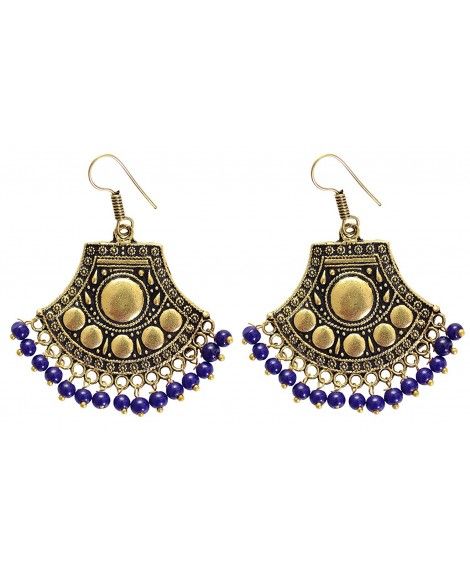 Sansar India Boho Silver Plated Oxidized Colored Drop Indian Earrings Jewelry for Girls and Women