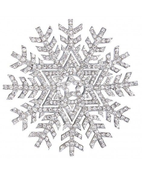 EVER FAITH Silver-Tone Austrian Crystal Winter Snowflake Flower Star ...