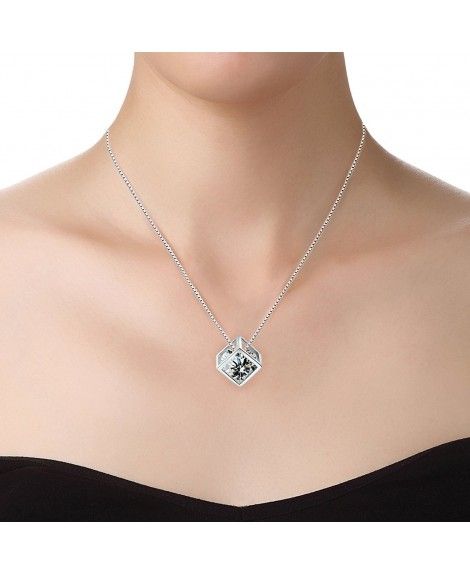 Shally Women's S925 Sterling Sliver Plated CZ Crystal Pendant Necklace ...