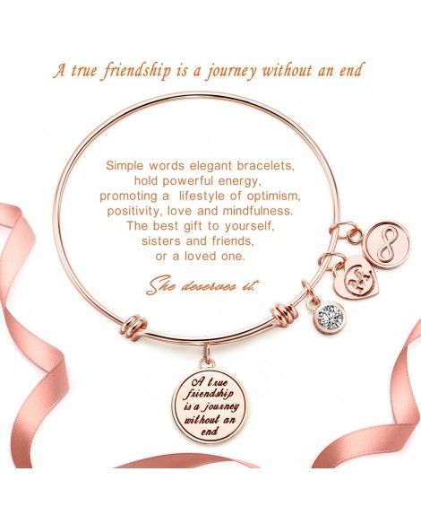 "A true friendship is a journey without an end" Womens Charm Bangle Bracelet Jewelry Gifts: Jewelry