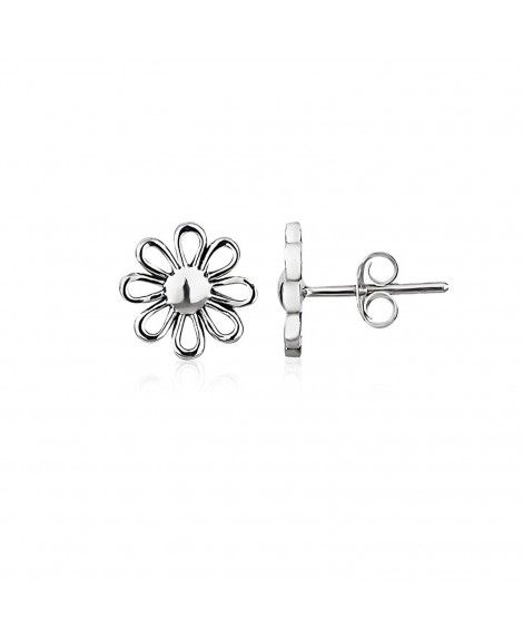 Sterling Silver Daisy Flower Stud Earrings - 7mm: Jewelry