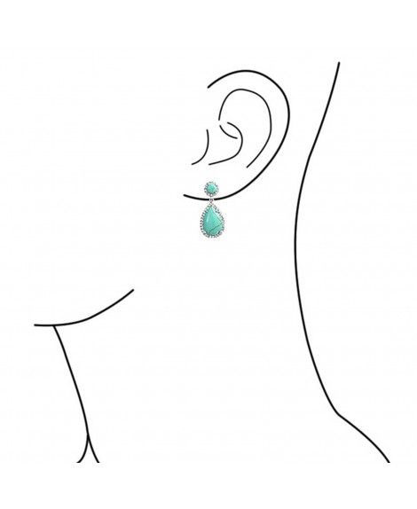 Bling Jewelry CZ Reconstituted Turquoise Teardrop Earrings Rhodium ...
